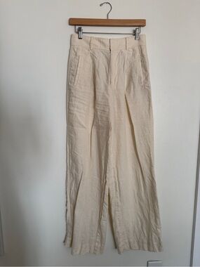 Everlane Cream Wide-Leg Linen Pants